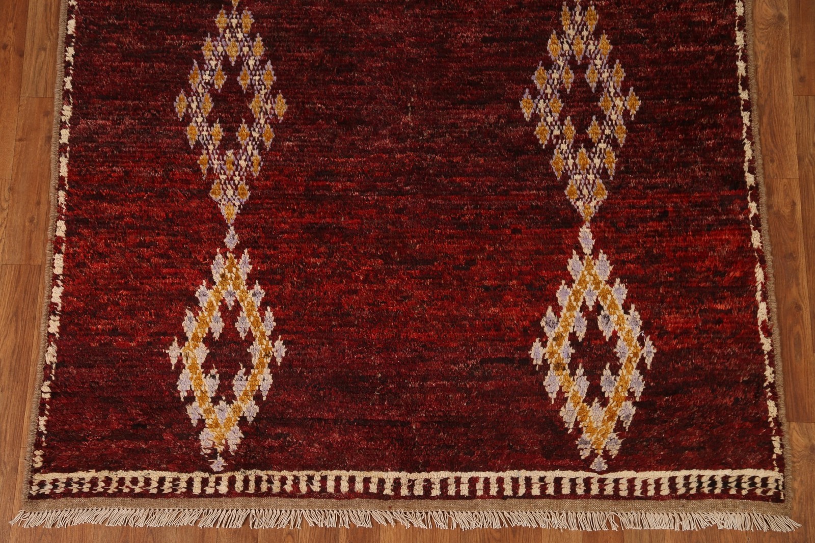 Burgundy Moroccan Area Rug 5×8 Handmade Wool Tribal Style Carpet for Any Room