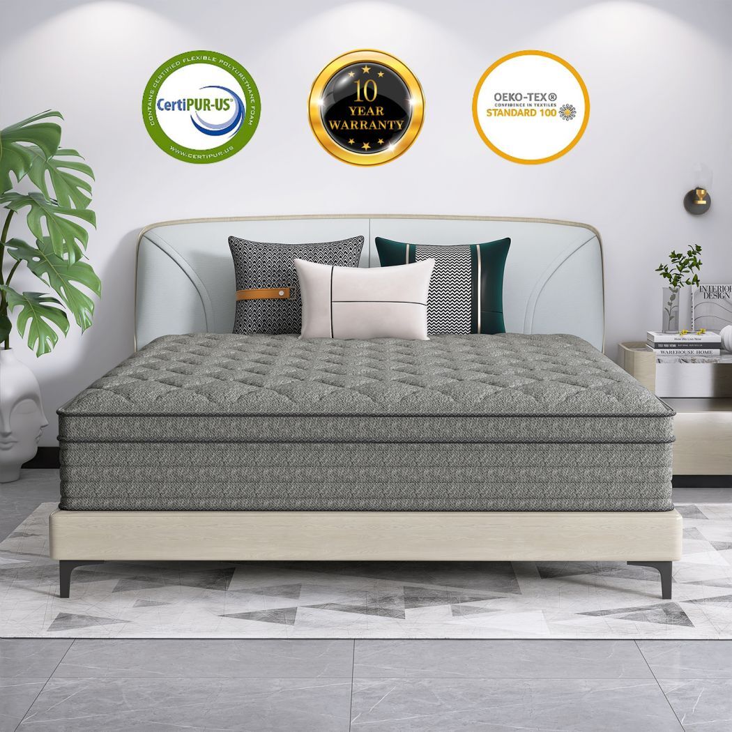 12″ 14″ Twin Full Queen King Size Mattress in a Box Memory Foam Spring Gray Bed
