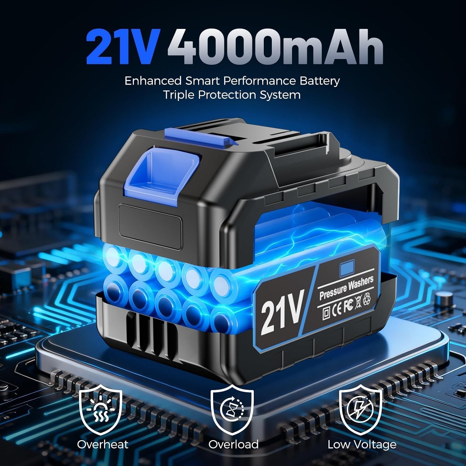 Cordless Pressure Washer, 5000 PSI Portable Power Washer with 21V 4.0Ah Battery,