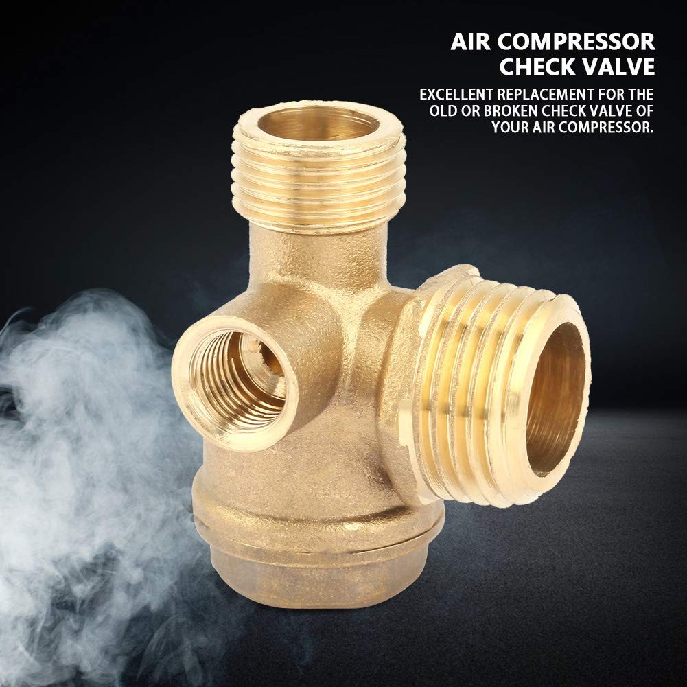 3Way Brass Male Threaded Air Compressor Check Valve G1/2″ x G3/8″ x G1/8″
