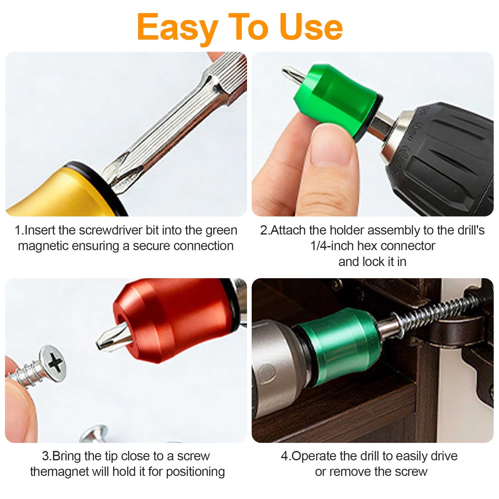 5x Magnetic Screw Ring Holder for Drill Bit & Screwdriver Strong Grip Anti-Slip