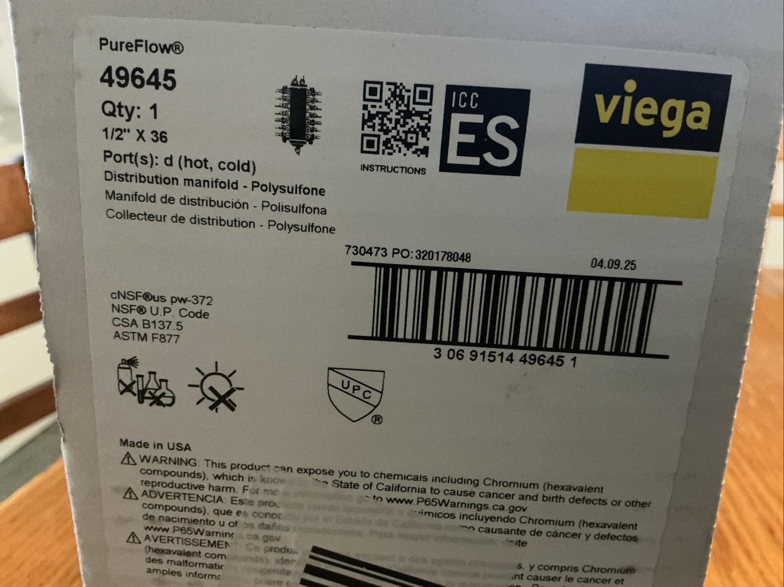 Viega Manabloc 1/2 in. Press x 36 port Polysulfone Distribution Manifold 49645