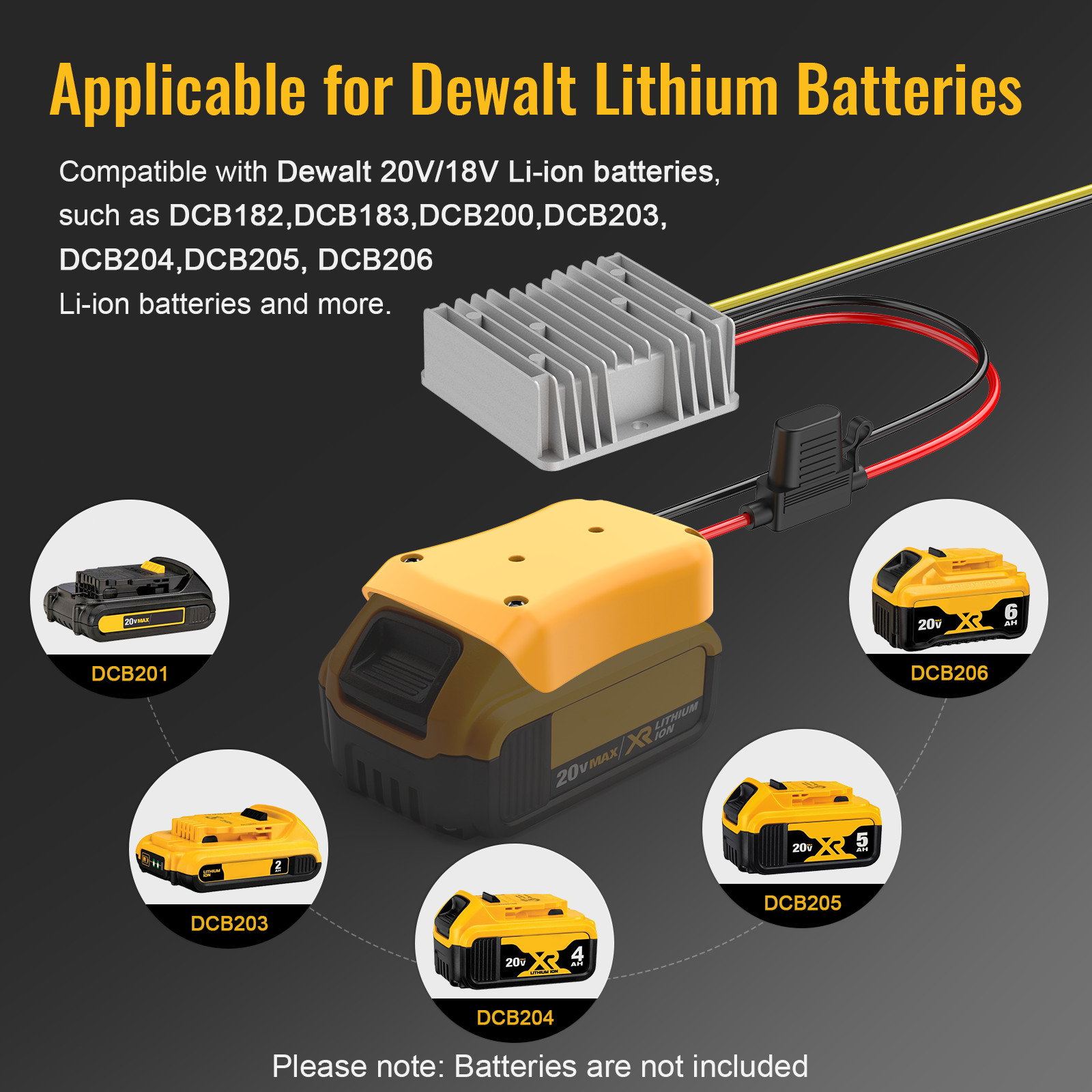 DC 20V to 12V Step Down Converter Compatible with Dewalt 20V Battery