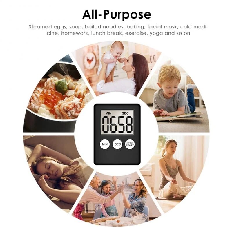 Large LCD Digital Kitchen Cooking Timer Count-Down Up Clock Loud Alarm Magnetic