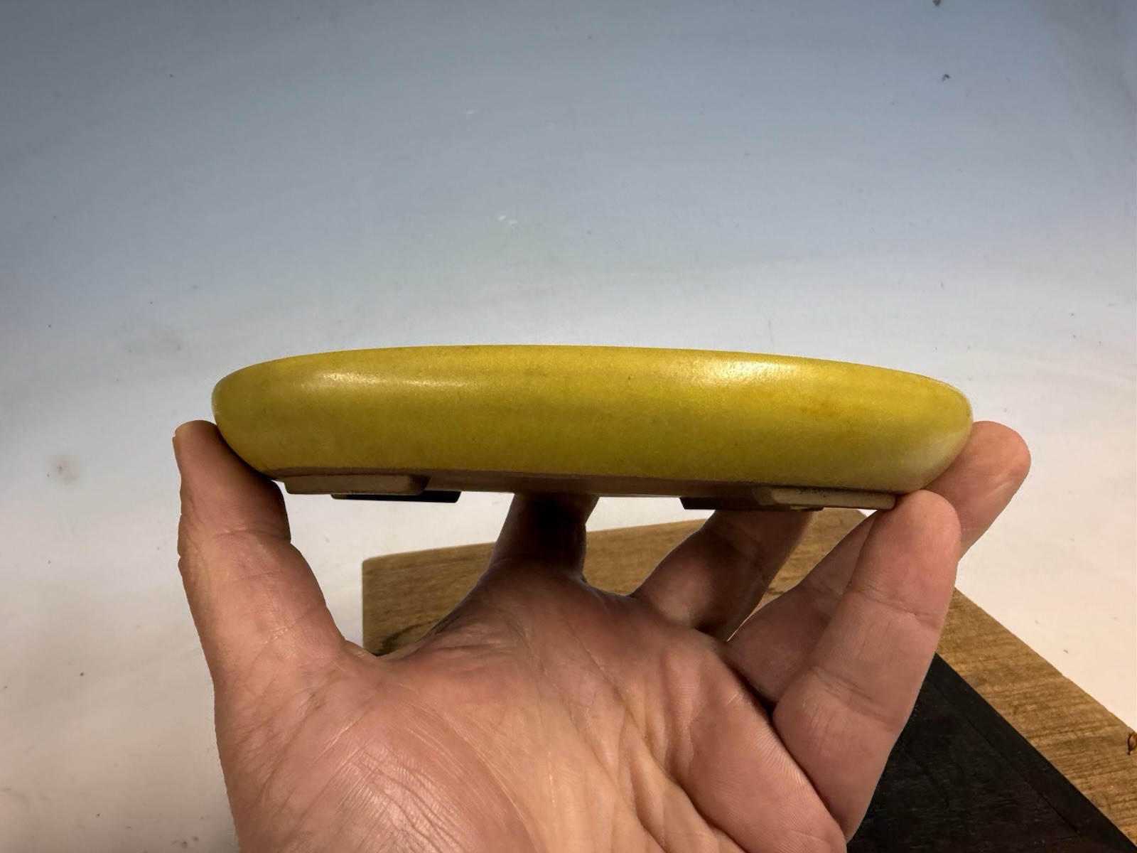 Japanese Unknown Maker Shohin Bonsai Tree Pot 6 1/8” Yellow Glaze
