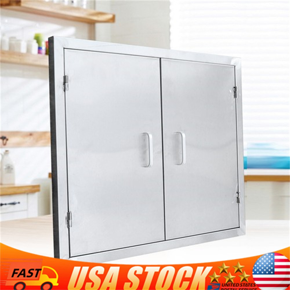 Stainless Steel Double Doors Access Outdoor Kitchen Island Door Drawer BBQ Grill