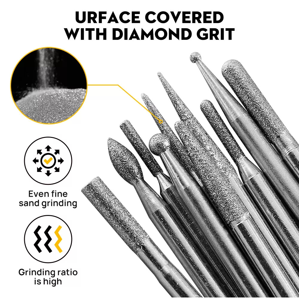 30pcs Diamond Grinding Carving Cutting Burr Bit Set For Dremel Rotary Tool stone