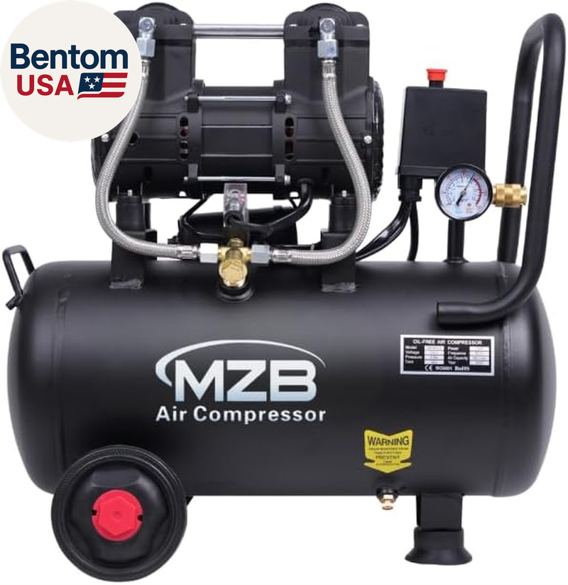 MZB 6.4 Gallon Ultra Quiet Air Compressor 110V/60Hz Steel Tanks Oil-Free 70Db No
