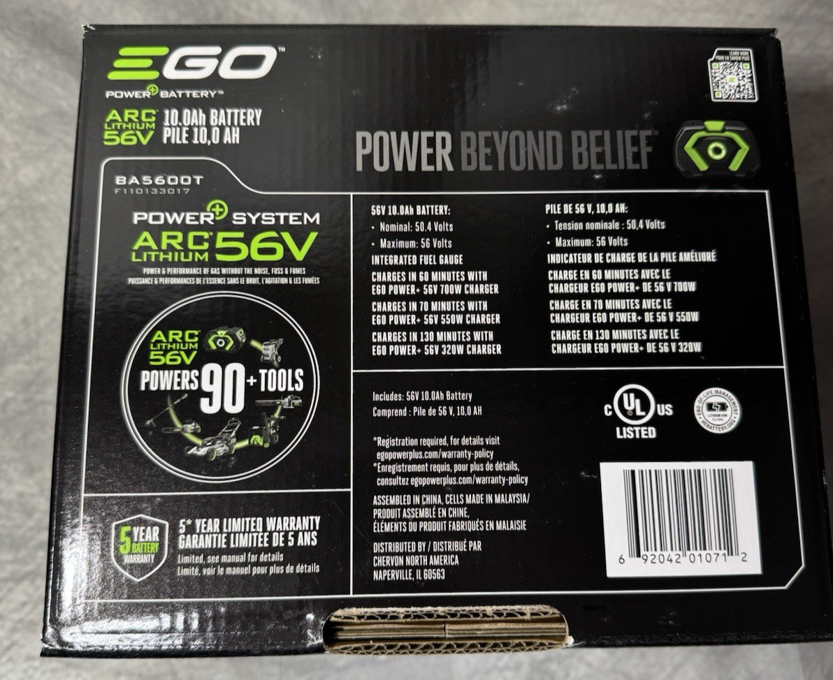 Genuine EGO POWER+ BA5600T 56V 10.0 AH Battery OEM w/ Fuel Gauge 3rd GEN