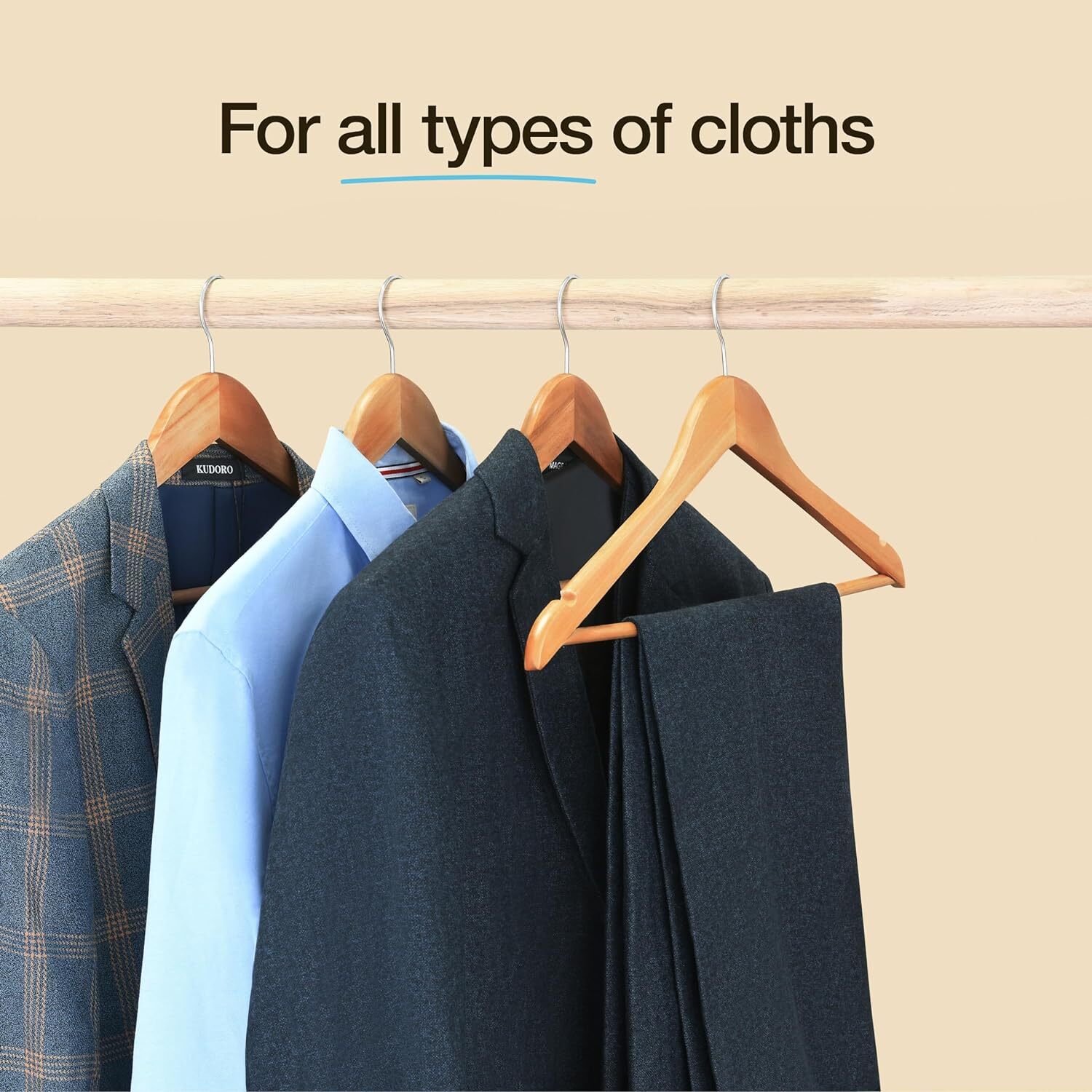 Wooden Hangers Pack of 10 20 & 50 & 100 Suit Hangers Premium Natural Finish Home