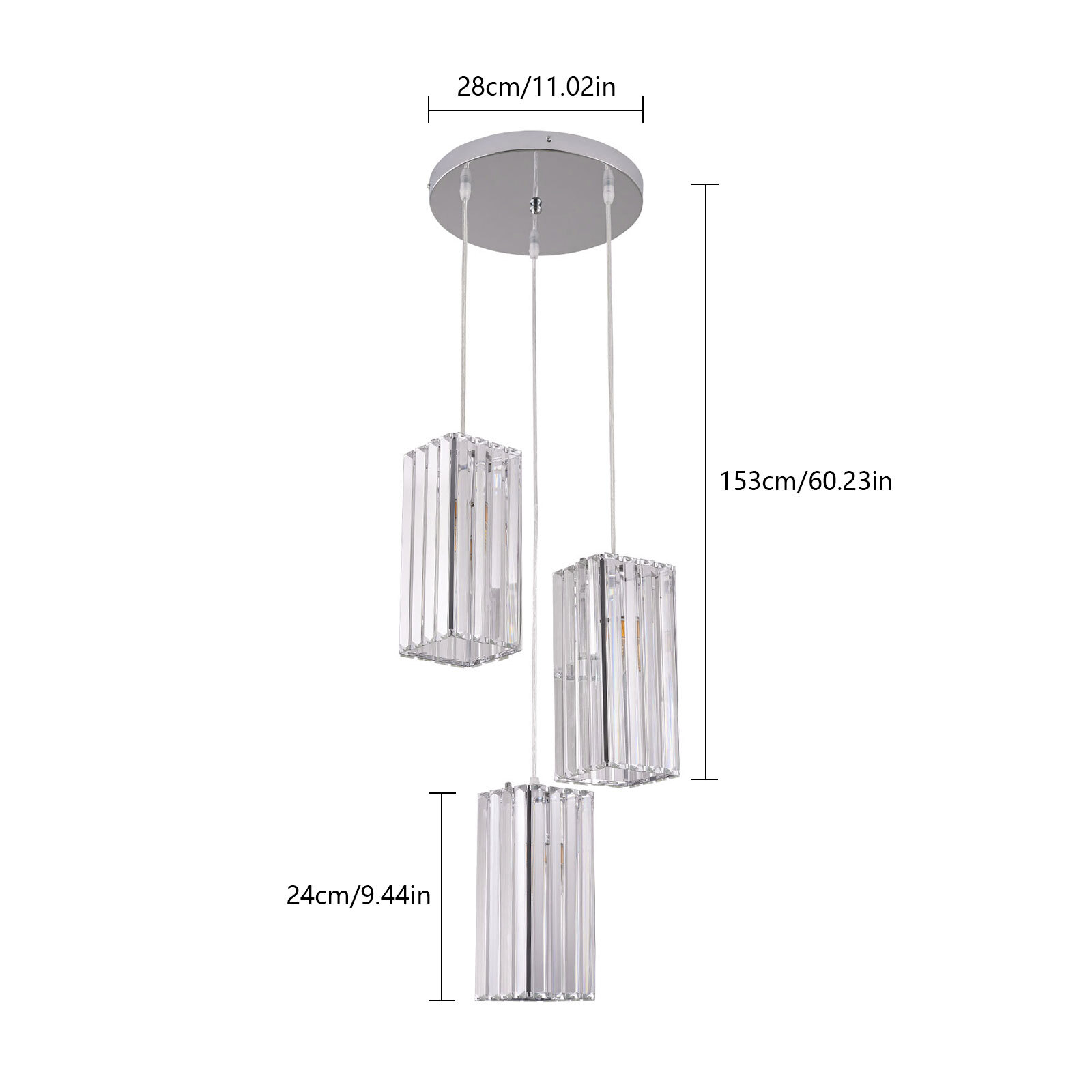 110V Ceiling Fixture 3-Light Chandelier Dining Room Ceiling Lamp Pendant Light