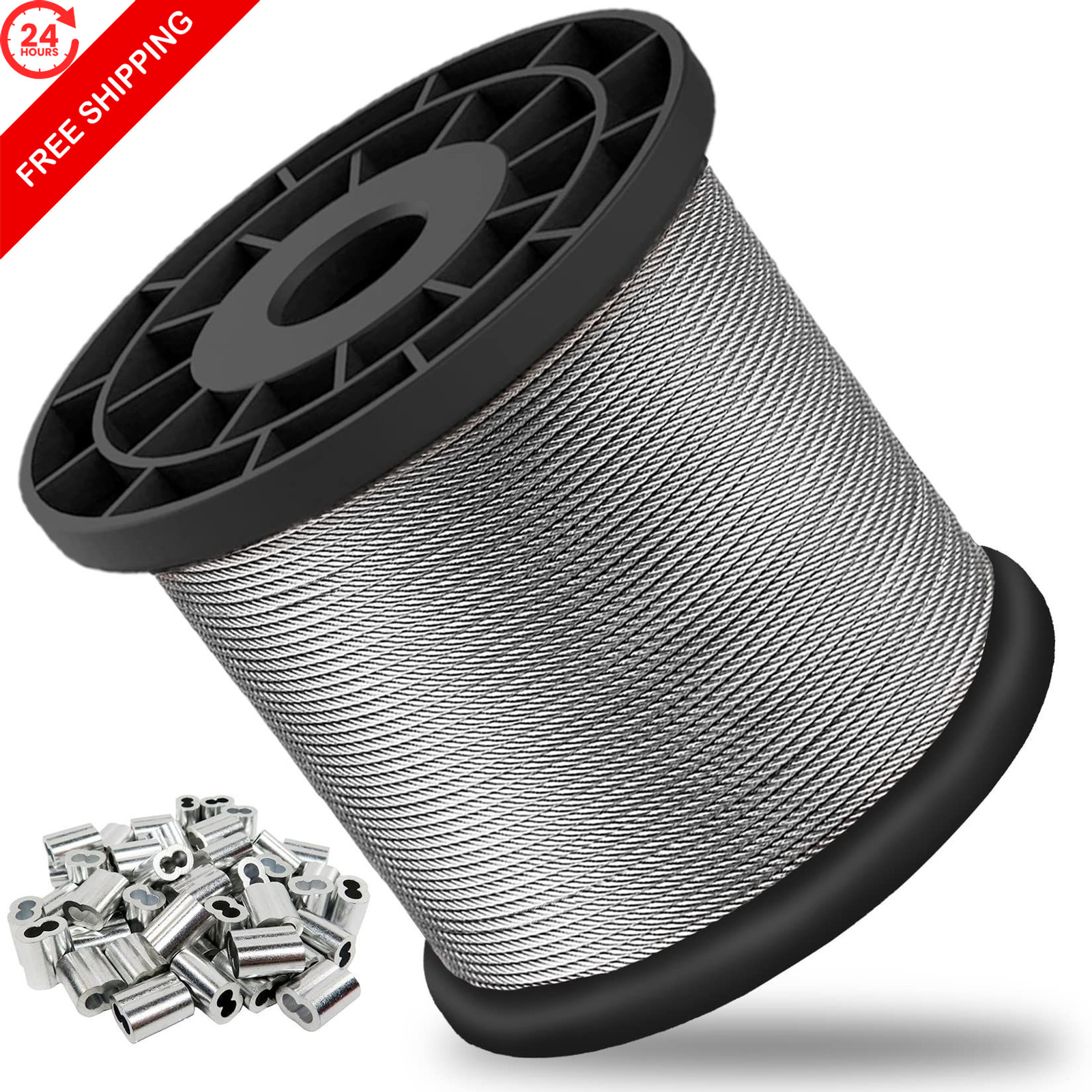 1/16 Wire Rope, 304 Stainless Steel Cable, Aircraft 328 Feet, Silver Gray