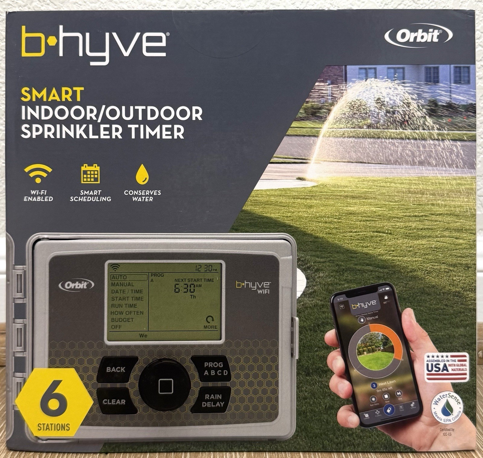 Orbit 57946 6-Station B-Hyve Indoor/Outdoor Wi-Fi Sprinkler System Controller