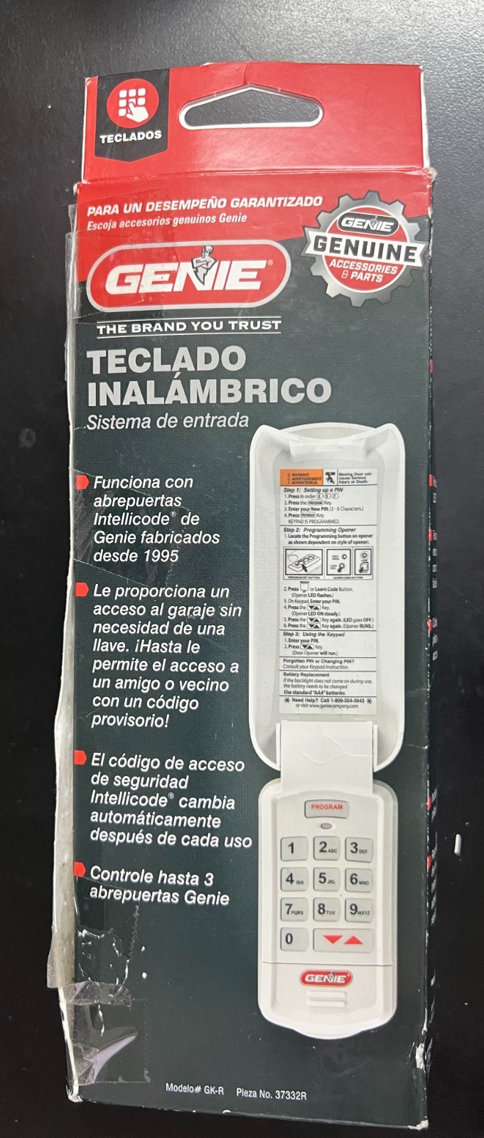 Genie Intellicode Wireless Keyless Keypad Garage Door Opener 7460/OB