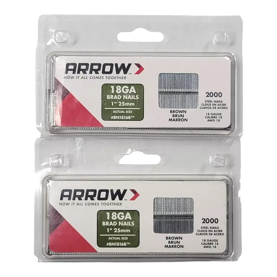Arrow BN1816B 18GA Gauge Steel Brad Nails 1″ 25mm 2000 (2 Packs) NEW