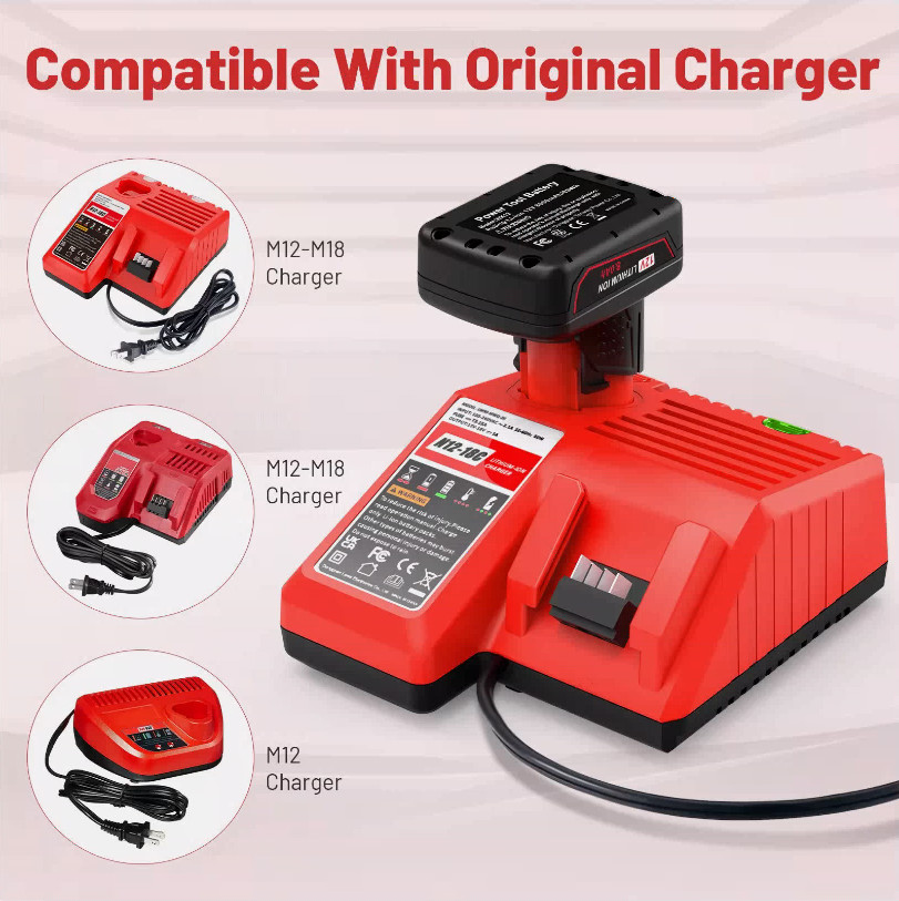12V For Milwaukee 48-11-2460 for M12 LITHIUM 9.0Ah Extended Capacity Battery
