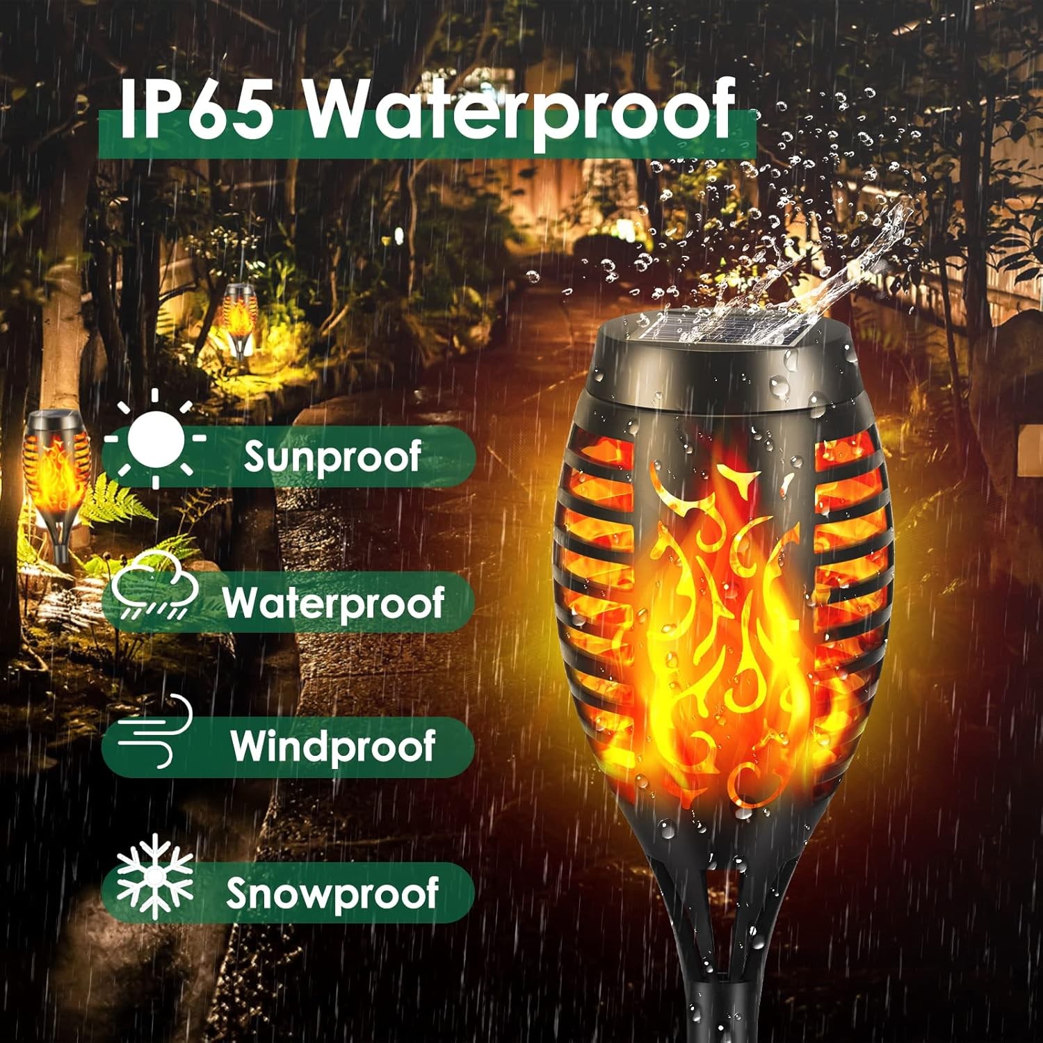 6 Pack LED Solar Flame Torch Lights Outdoor Flickering Garden Yard Pathway Lamps