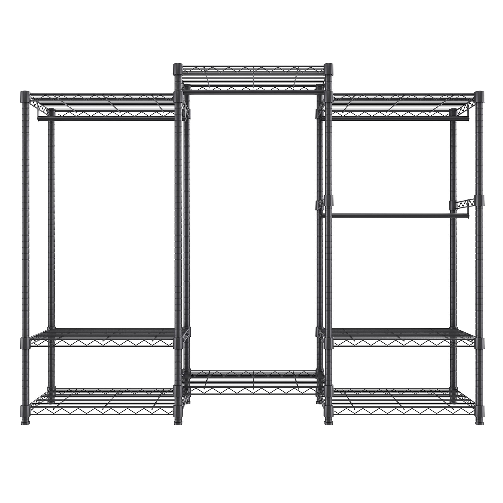 VEVOR Clothes Rack Rolling Clothing Garment Rack 4 Hang Rods & 8 Storage Tiers
