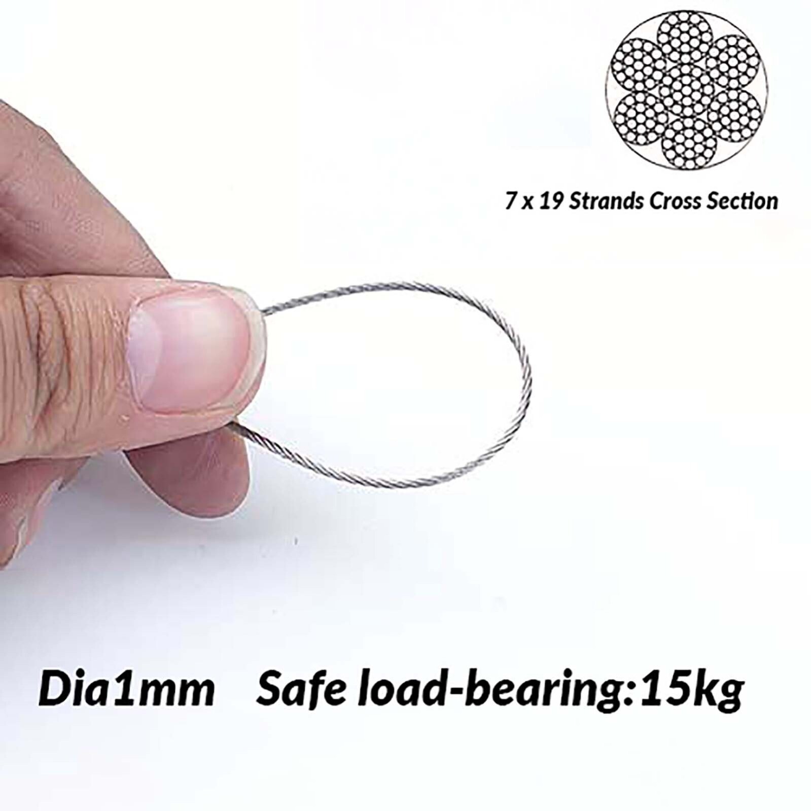 1mm 1.2mm 1.5mm 2mm – 20mm STAINLESS Steel A2 304 Wire Rope Cable Rigging 7×19