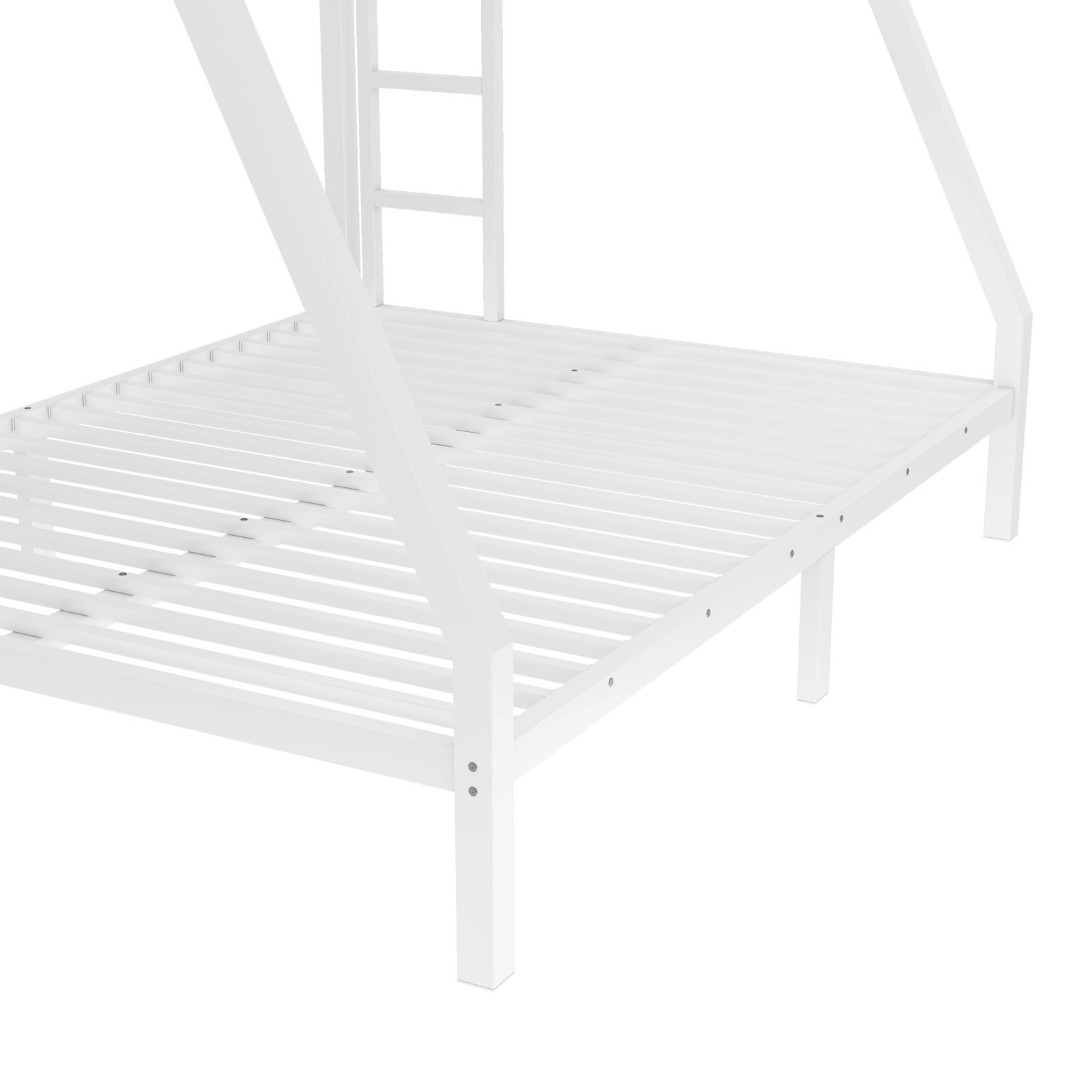 Metal Twin over Full Bunk Bed White Bed Frame for Teens and Adults Bedroom