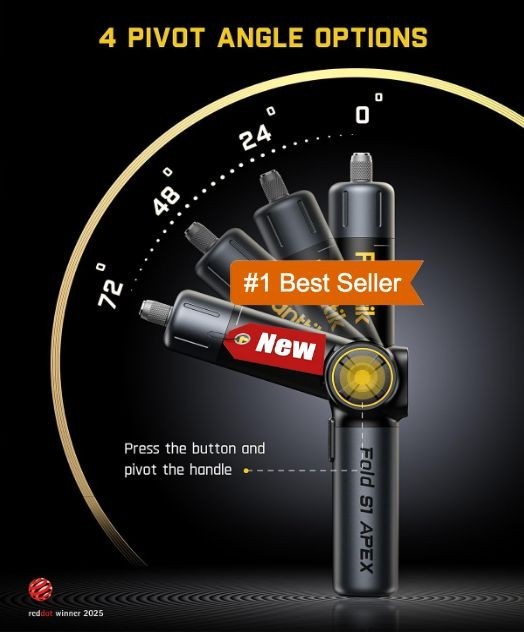 Destornillador eléctrico 3.7V, mango pivotante: 7N.m de par, 2 RPM, interacción