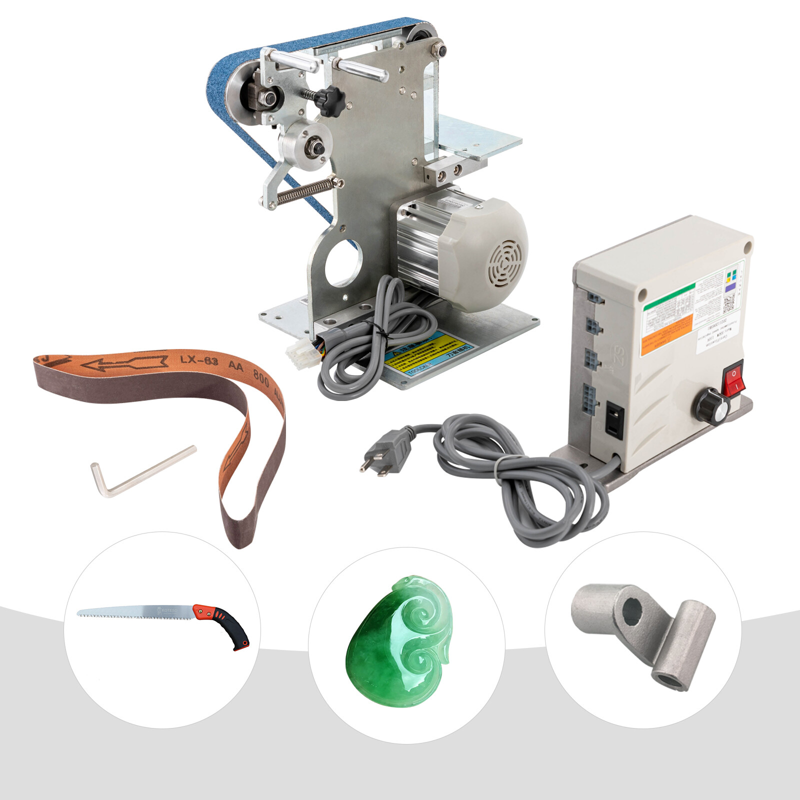 550W/0.8HP Belt Sander 6000rpm Disc Polisher Grinder Work Table w/ Controller