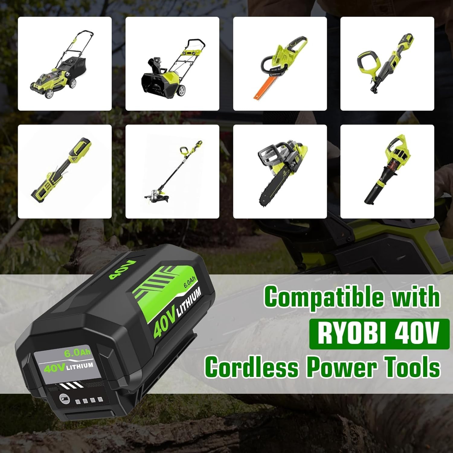 1/2X 40V For Ryobi 40Volt 8.0Ah Battery High Capacity Lithium ion OP4050 OP40602