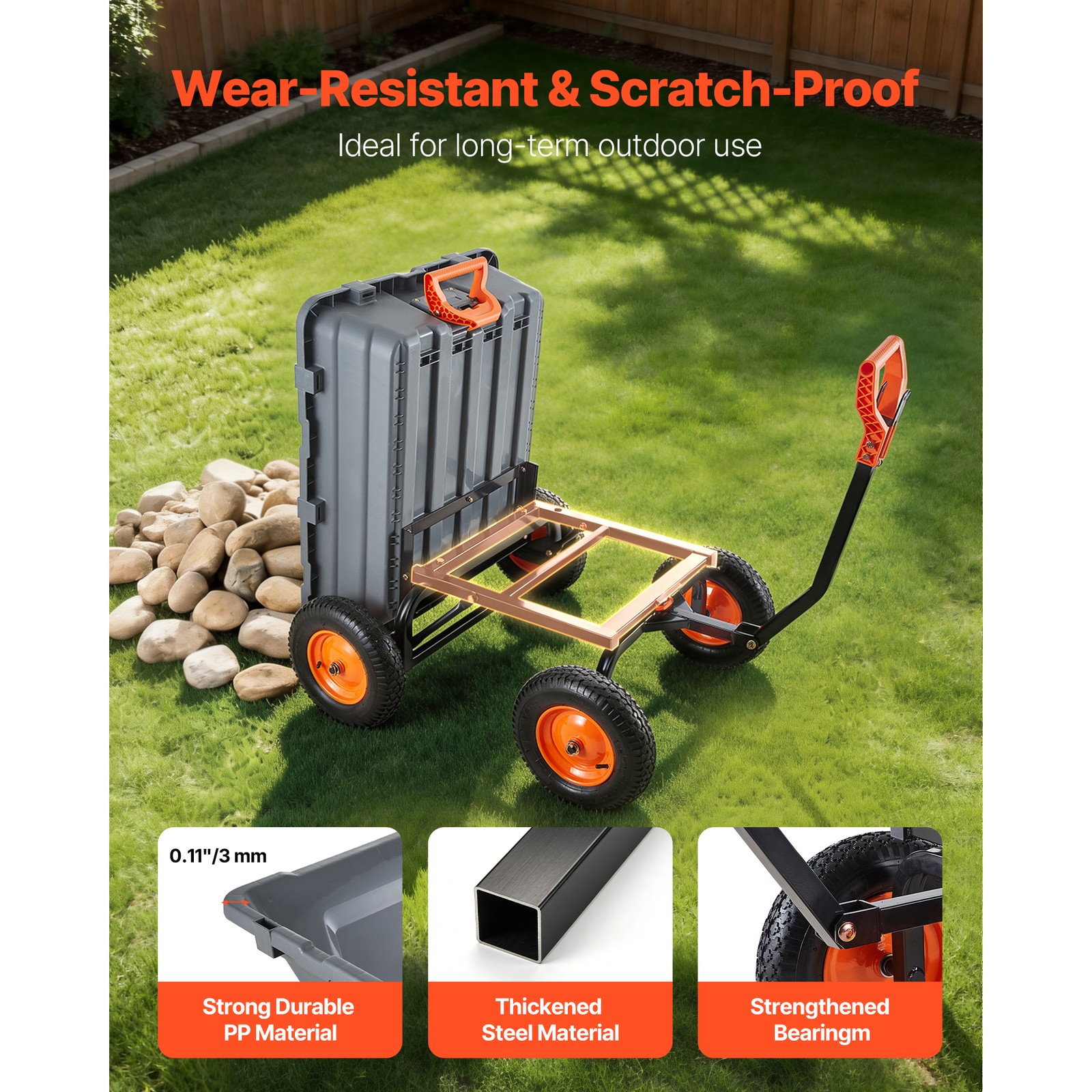 Uimoso Garden Dump Cart 1500lbs Capacity with 90° Quick-Dump Feature