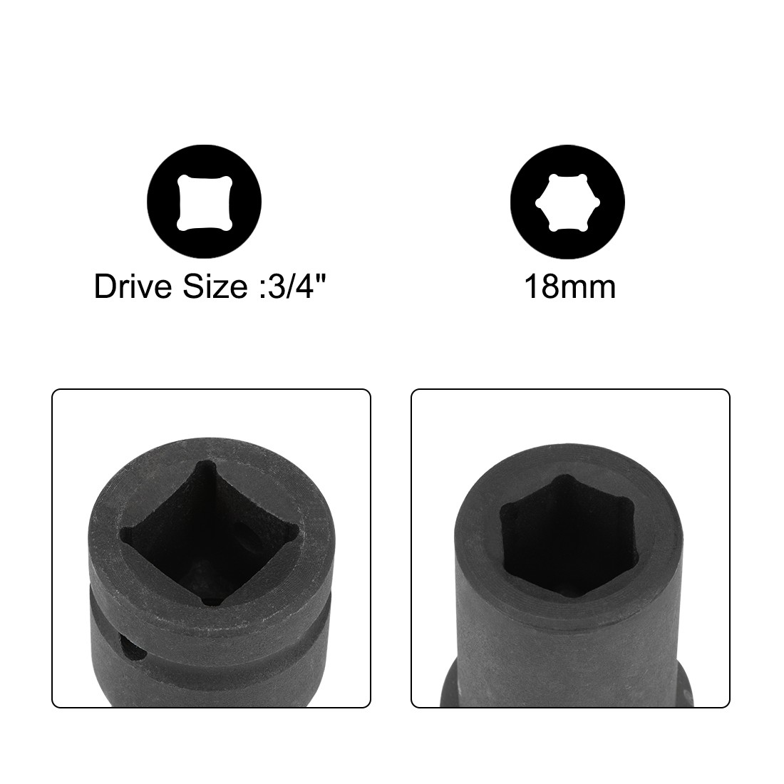 3/4″ Drive by 18mm Deep Impact Socket 6 Point Cr-Mo Alloy Steel