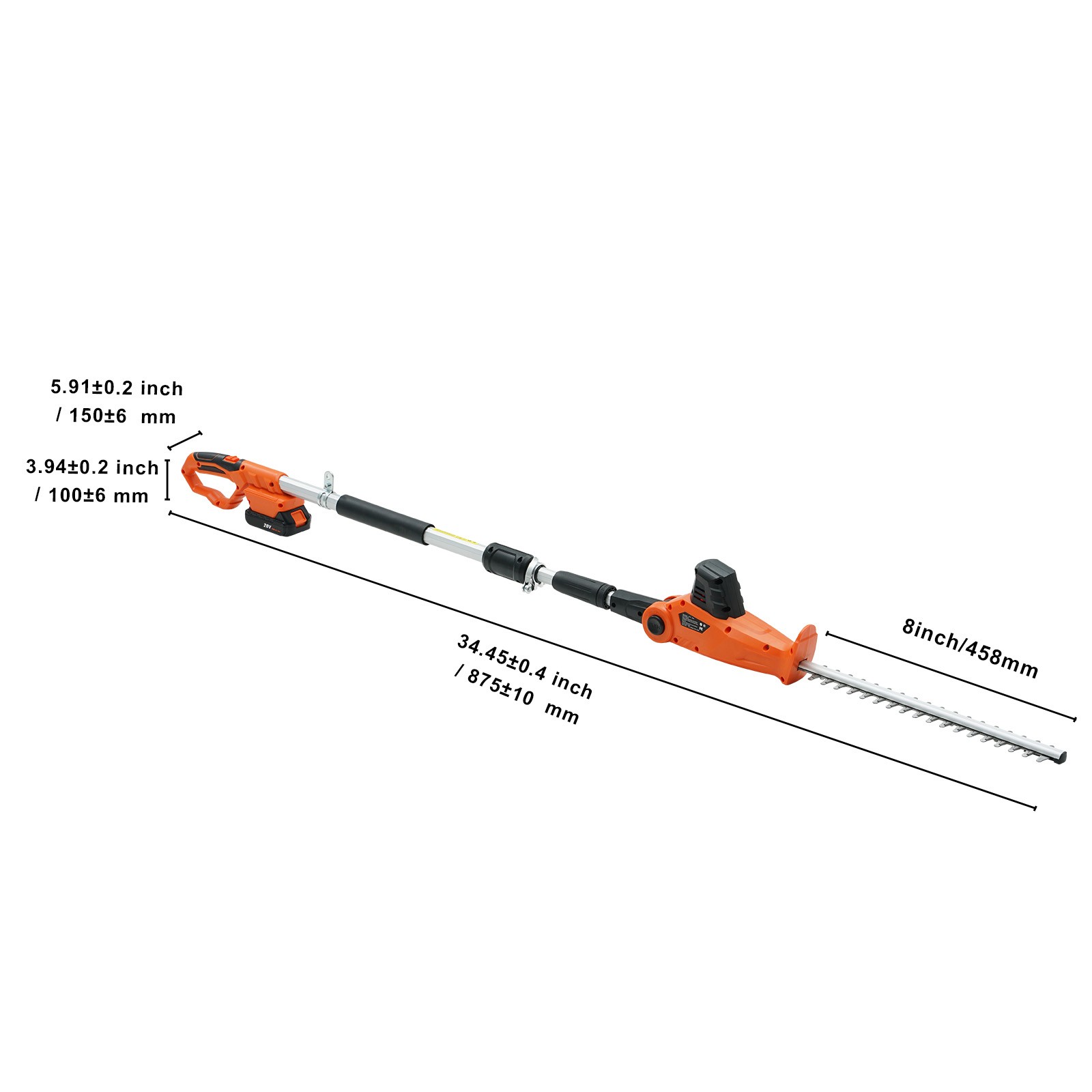 VEVOR 20V Cordless Hedge Trimmer Telescoping Pole Hedge Trimmer 18 inch Blade