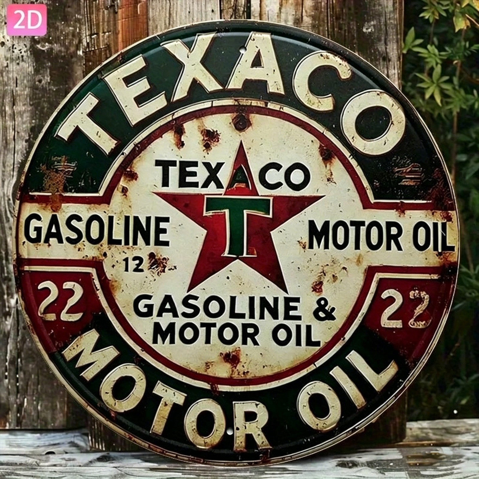 Texaco Gasoline Motor Oil Metal Sign Vintage Rustic Garage Man Cave Decor Plaque