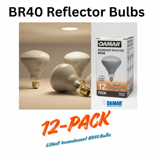 Damar BR 40 65W Indoor Flood Light Bulbs White Pack of 12 Alt To Phillips Brand