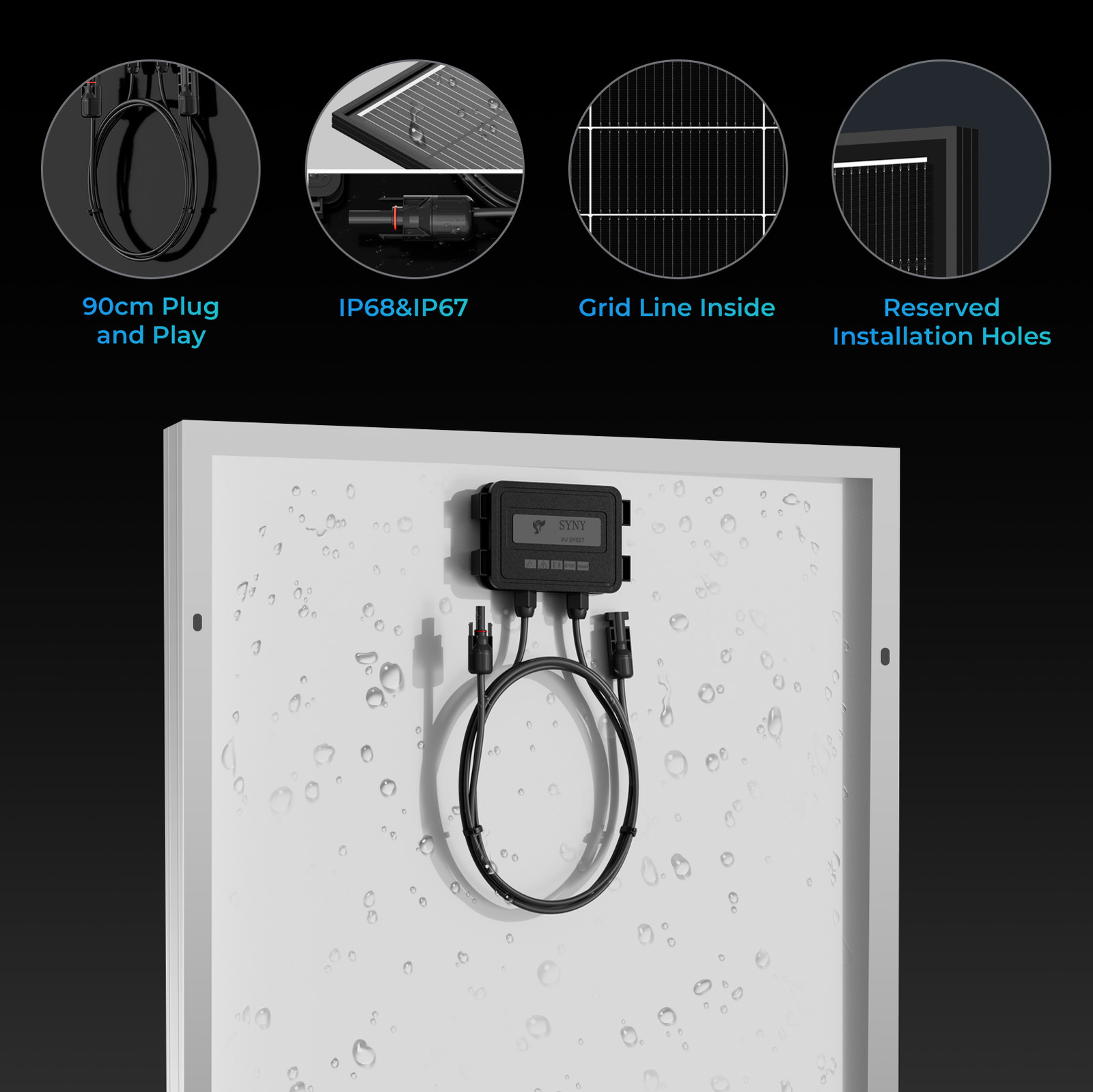 300W Solar Panel Mono 18BB N-Type Cell Power Charger Home Boat Off-Grid Battery