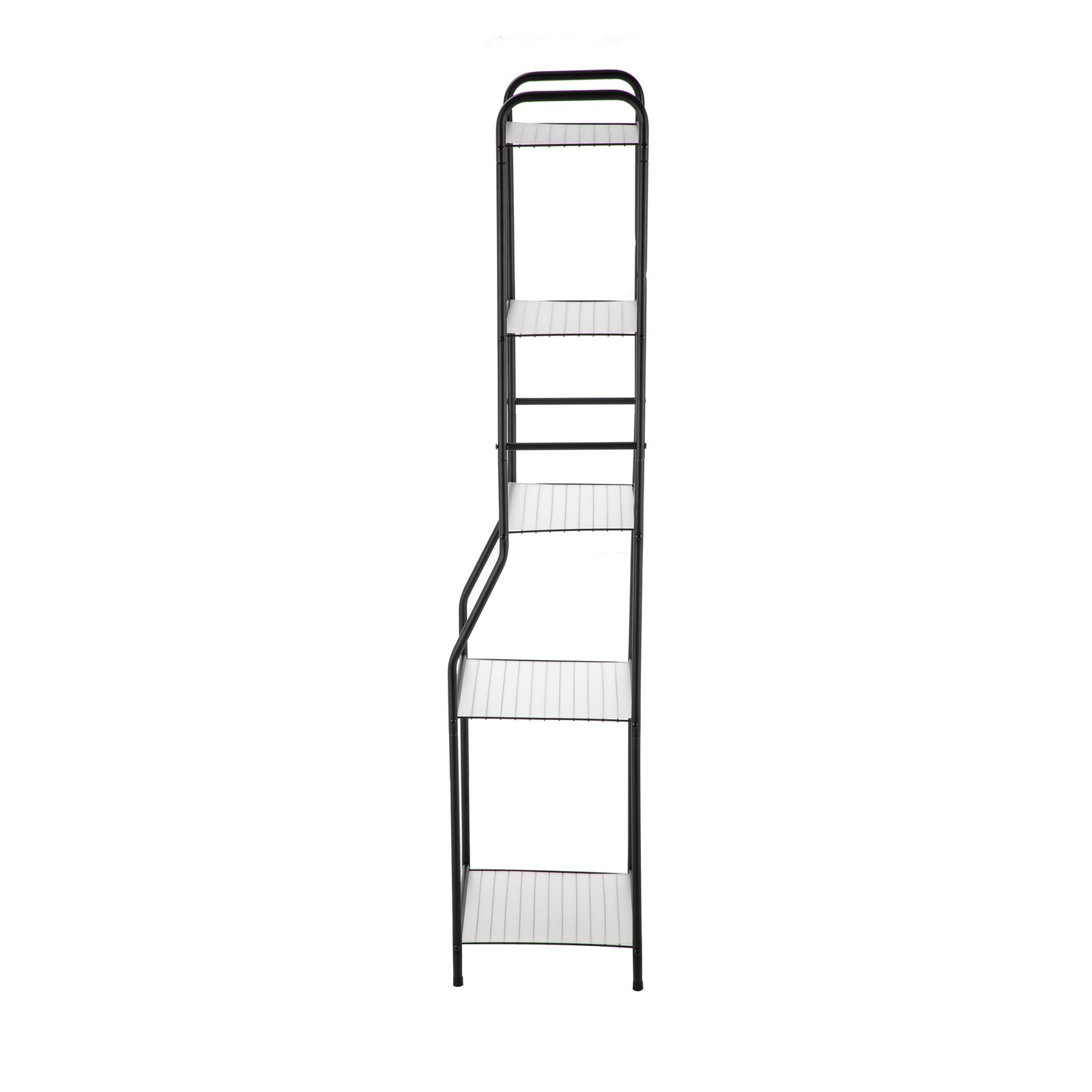 Matte Black Steel 5-Shelf Bathroom Storage Tower Unit