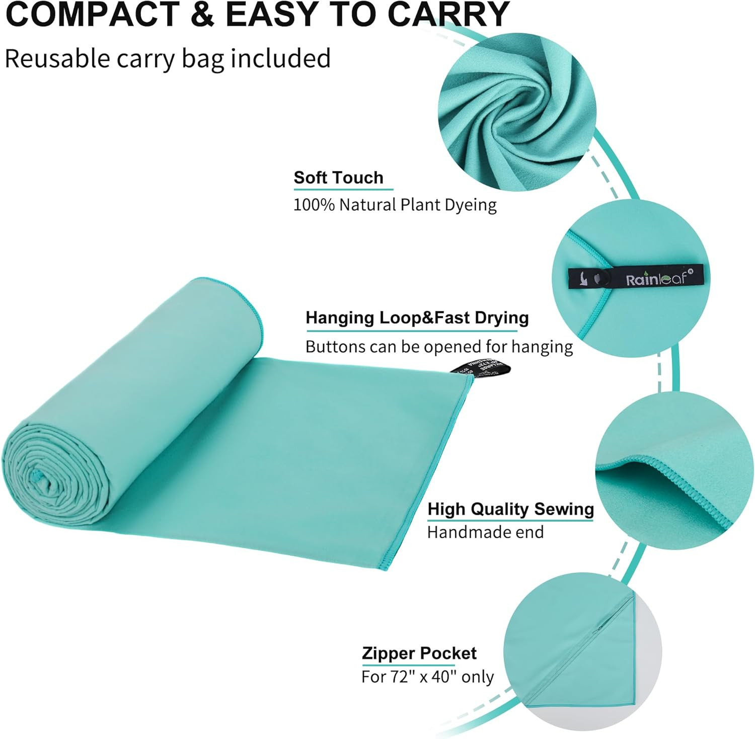 Compact Microfiber Towel – Quick Dry, Ultra Absorbent, Ideal for Travel & Sports