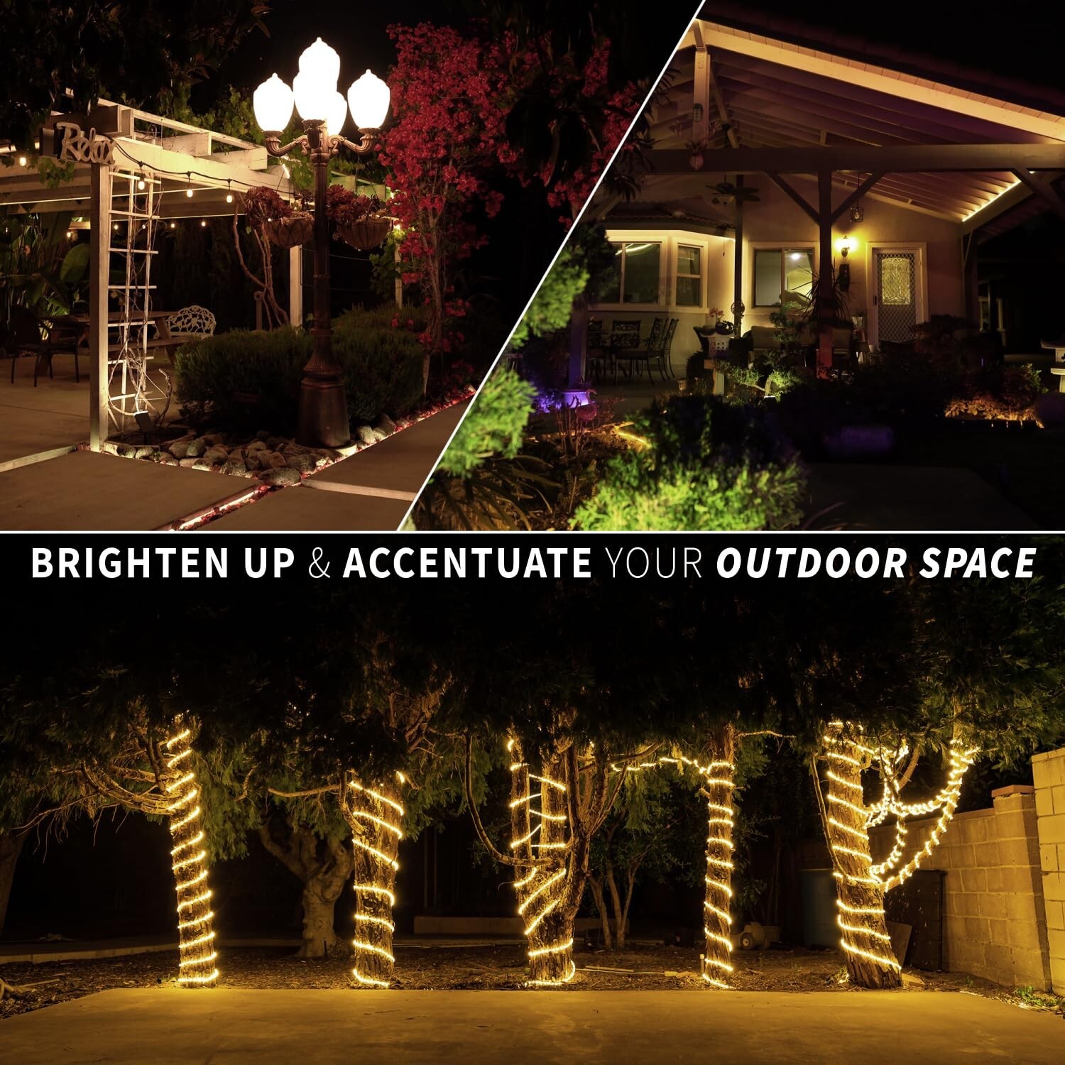 Warm White Thick LED Rope Light Indoor Outdoor 10/20/25/50/100/200/150/300FT ETL