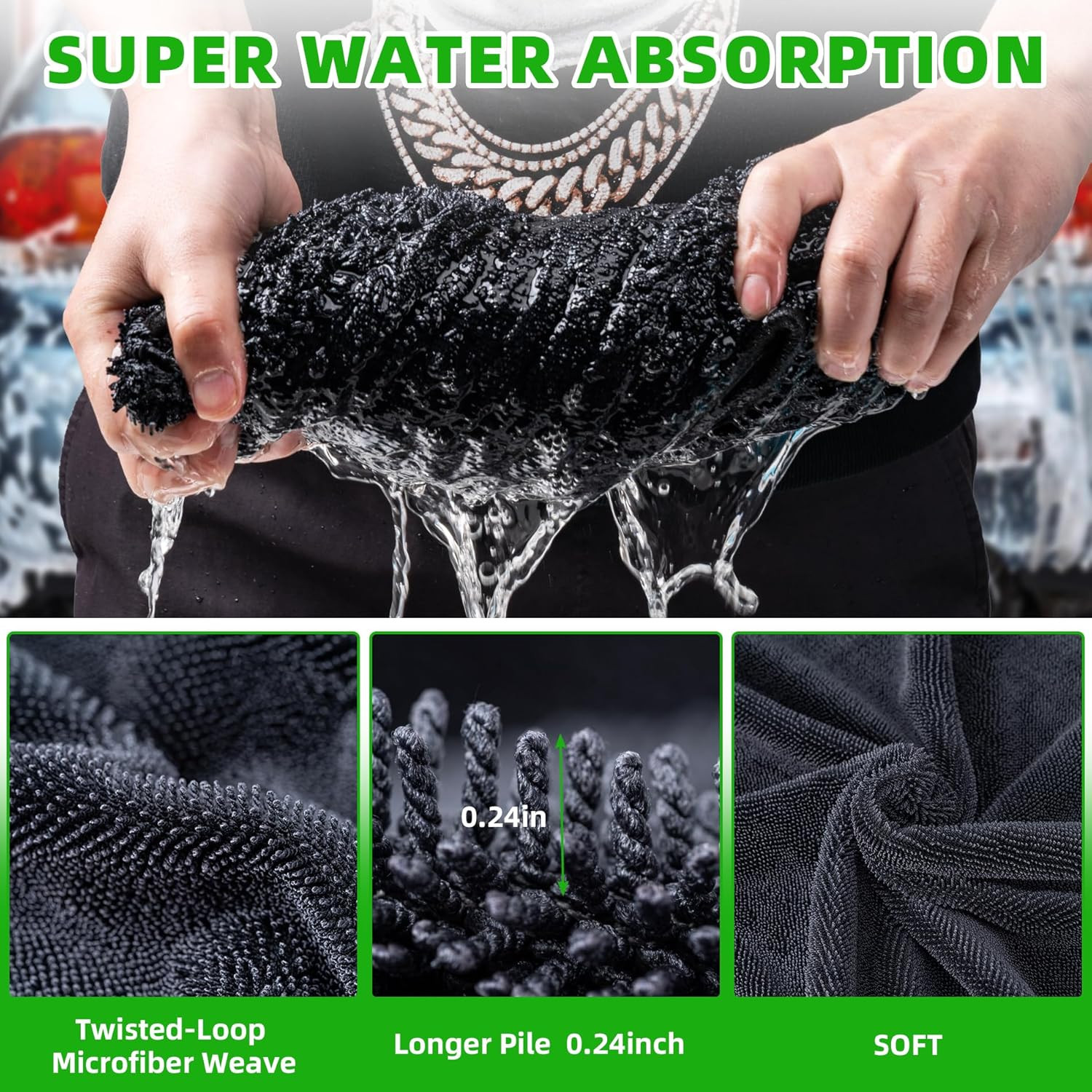 Large Microfiber Car Drying Towel, Ultra Absorbent Microfiber Cleaning Cloth for