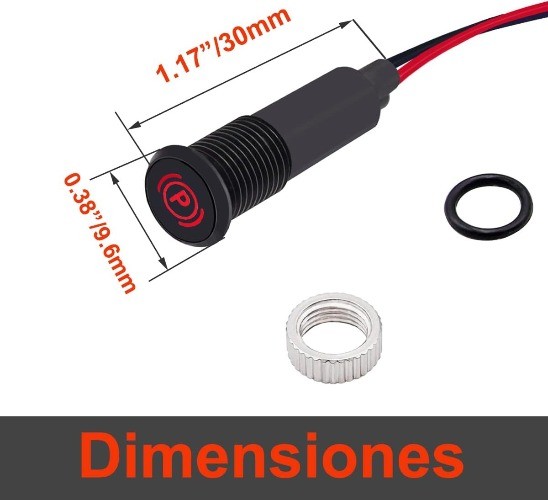 LED Indicator Pilot Dash Light (Parking Brake Indicator) Red, 5/16″(8mm) 12V LED