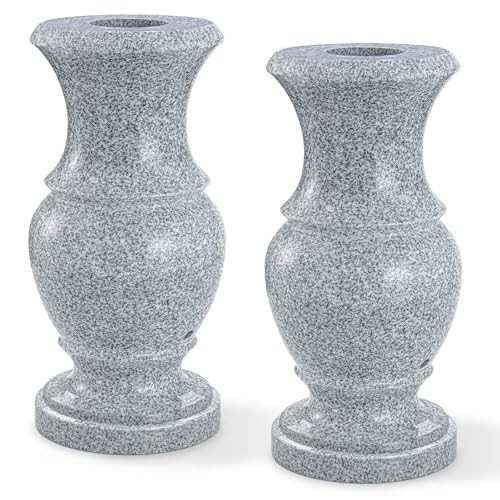Cemetery Memorial Flower Vase with Drain Holes, 2 Pack, 9.8 in