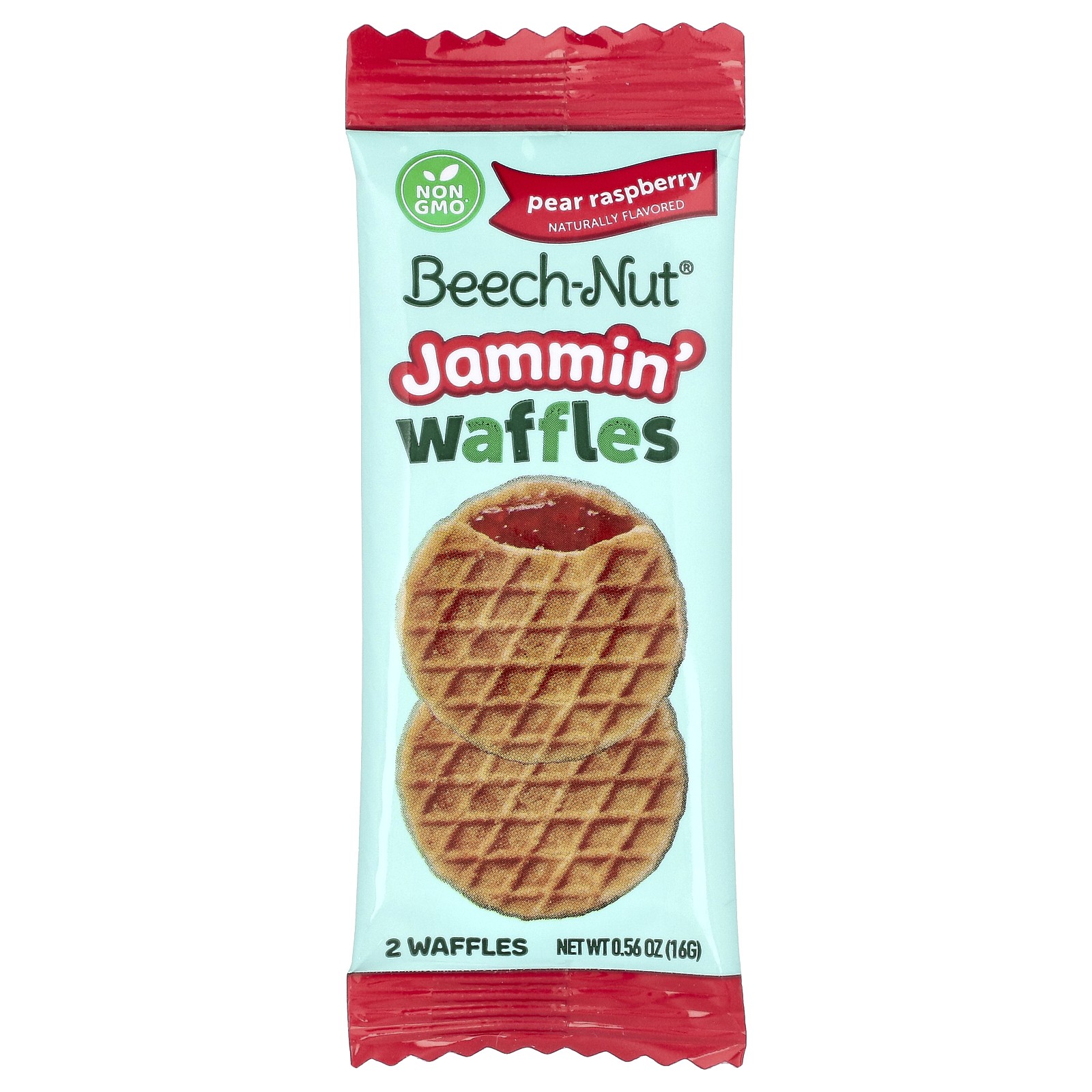 Jammin’ Waffles, 12+ Months, Pear Raspberry, 5 Packs, 0.56 oz (16 g) Each