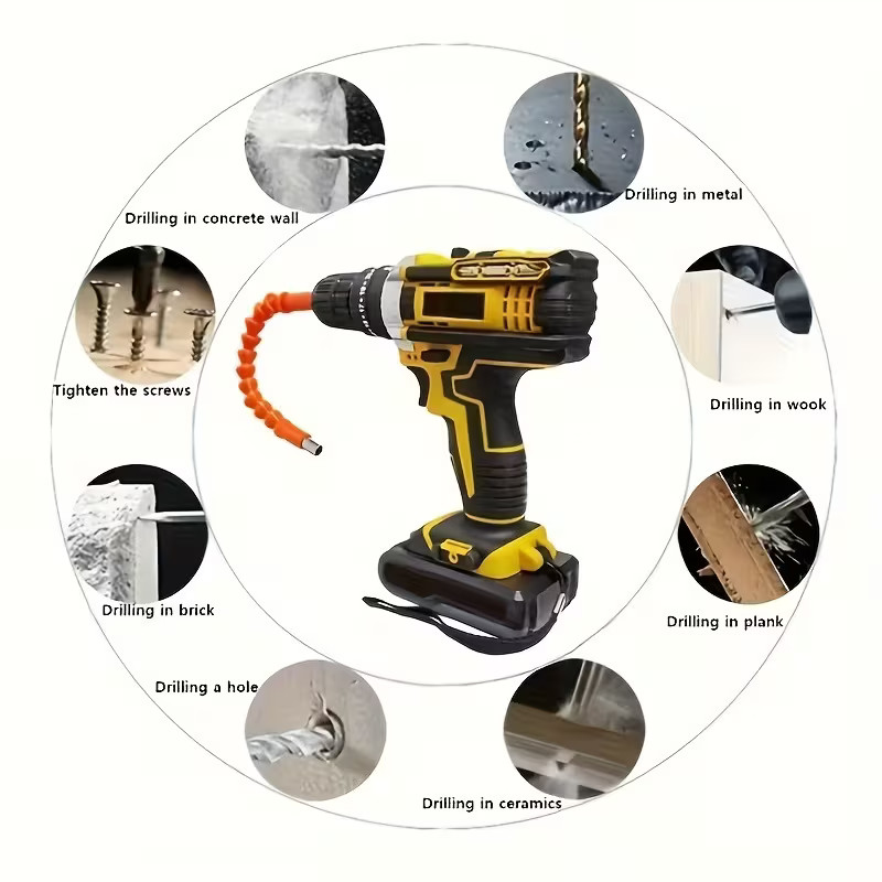 21V Cordless Hammer Drill Set Electric Impact Driver Screwdriver & 1/2 Battery
