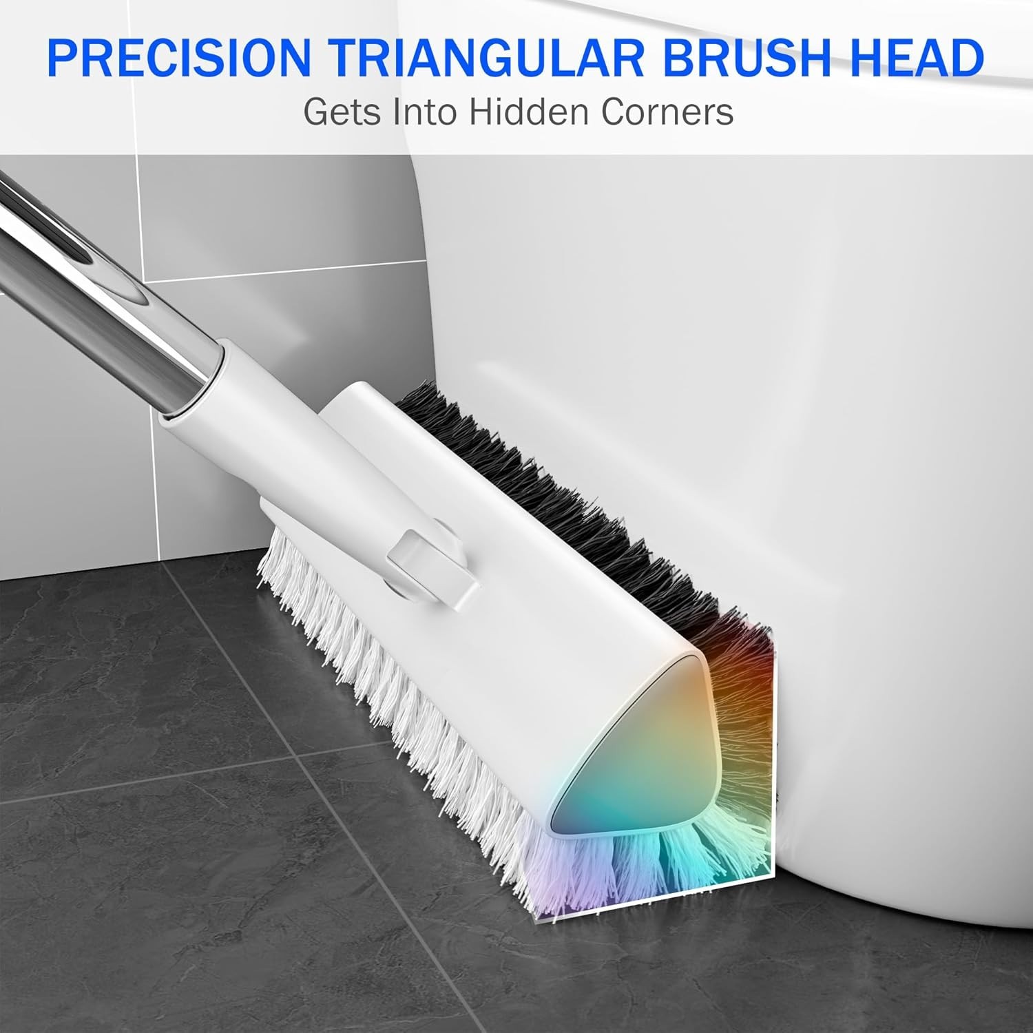 Grout Brush with Long Heavy Duty Handle, 180° Swivel Floor Scrub Brush, V-Sha…