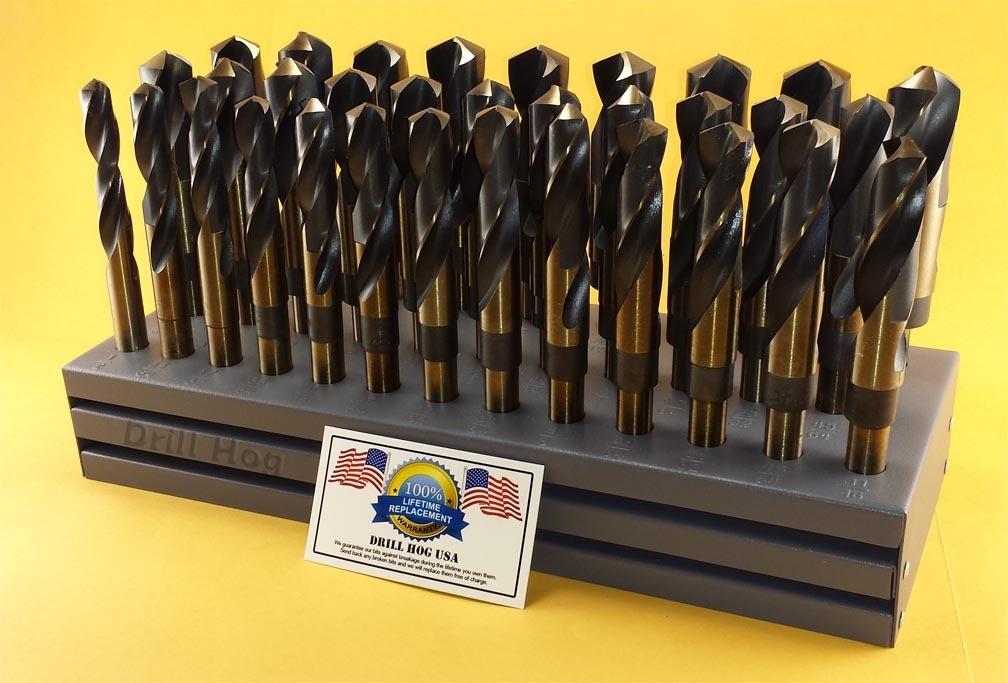 Drill Hog® Silver & Deming Drill Bit Set M7 Index 33 Pc 1/2~1″ Lifetime Warranty