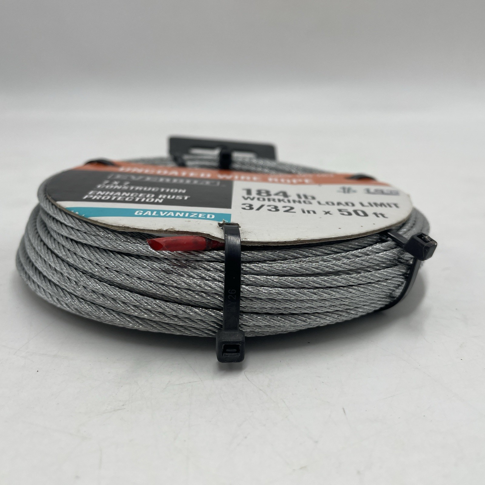 Everbilt Vinyl Uncoated Galvanized Wire Rope 3/32″ x 50Ft.