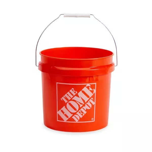 3 Qty 2 Gallon Orange Paint Buckets Heavy Duty Plastic Mixing Pail w Handle
