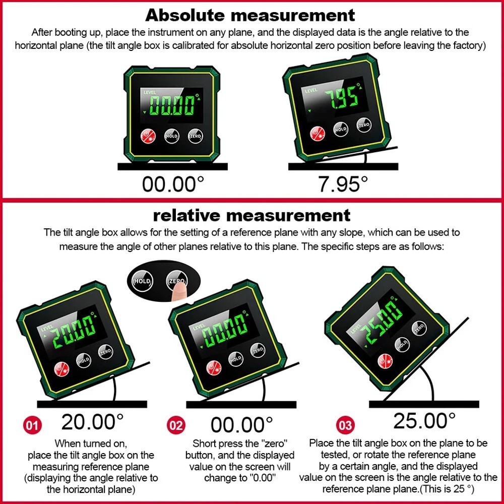 Digital Angle Finder with Electronic Laser 4-side Strong Magnetic Angle Gauge