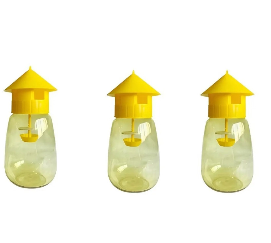 3pcs Fruit Fly & Insect Trap – Outdoor Plastic Hanging Drosophila Killer – NEW