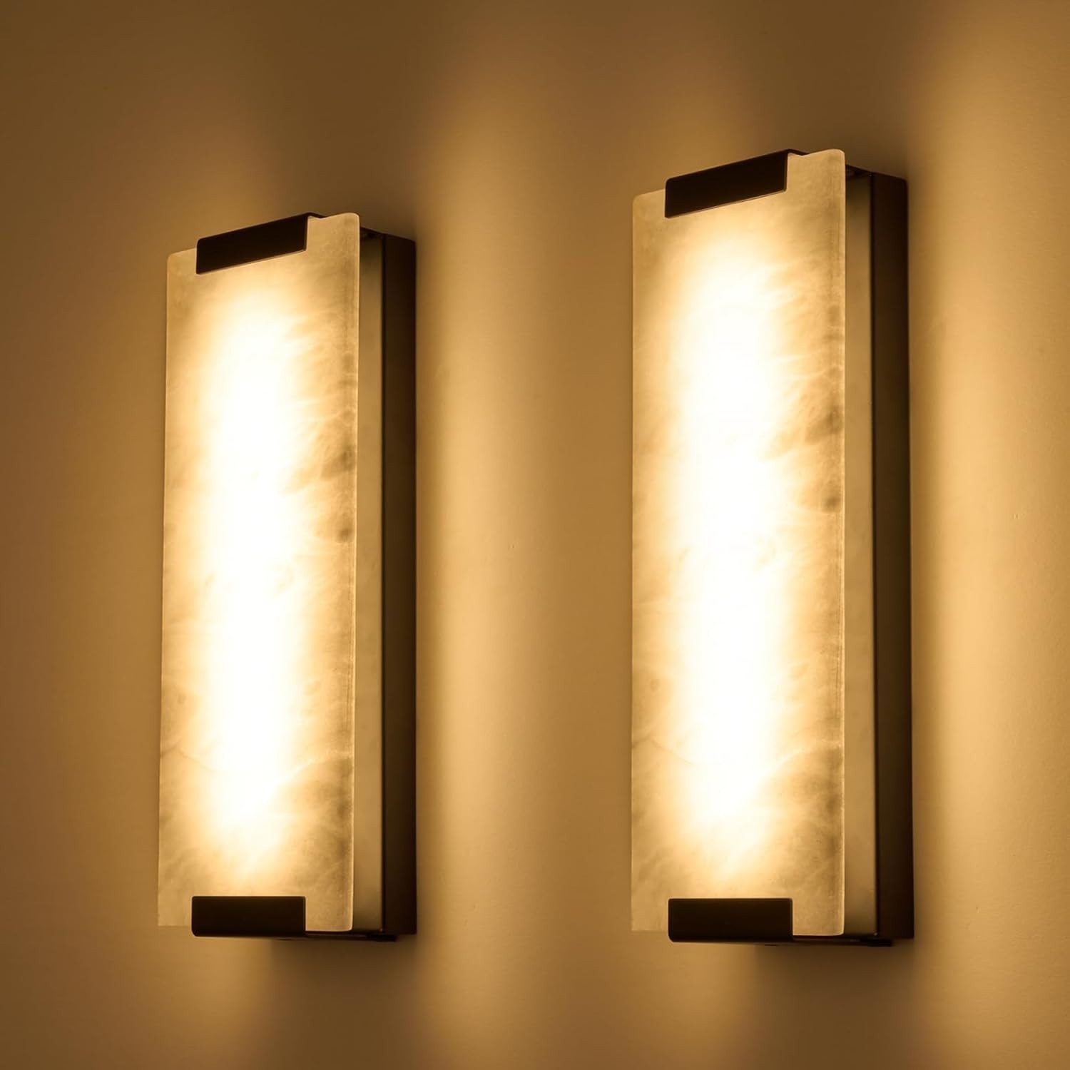 Homluce 14.2in Alabaster Wall Sconces Large Natural Marble Wall Sconces Set of 2