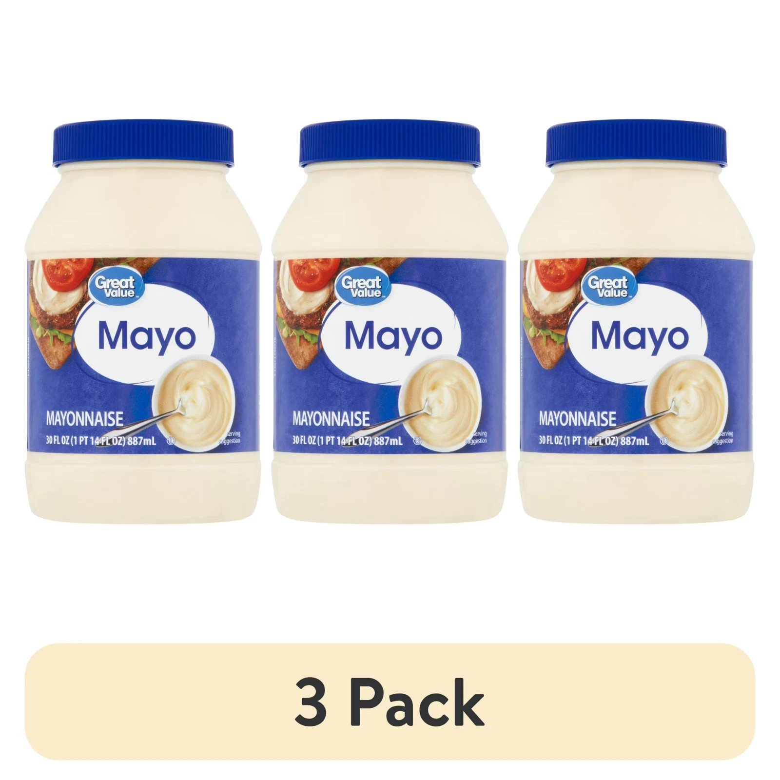 (3 pack) Great Value Mayonnaise, 30 fl oz , Free And Fast Shipping