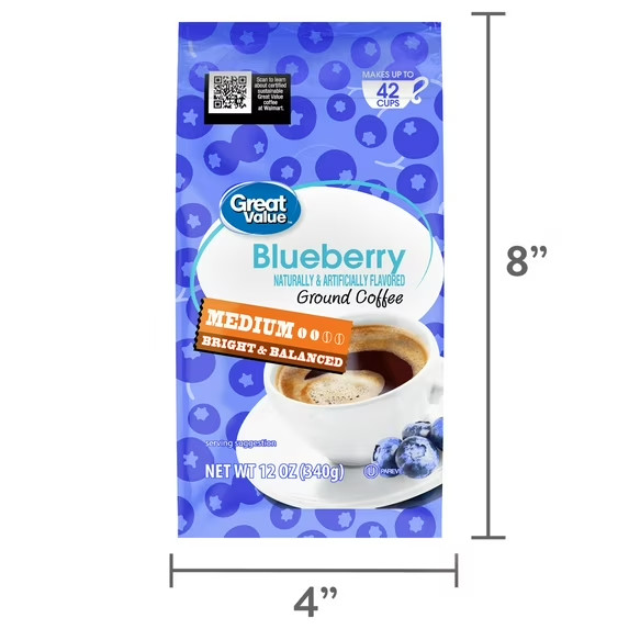 Great Value Blueberry Medium Roast Ground Coffee, 12 oz
